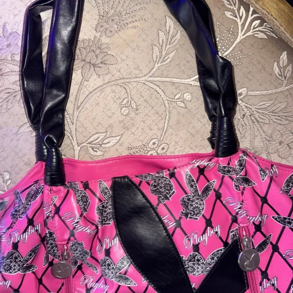 Playboy Pink and Black Tote Bag - Picture 3 of 5